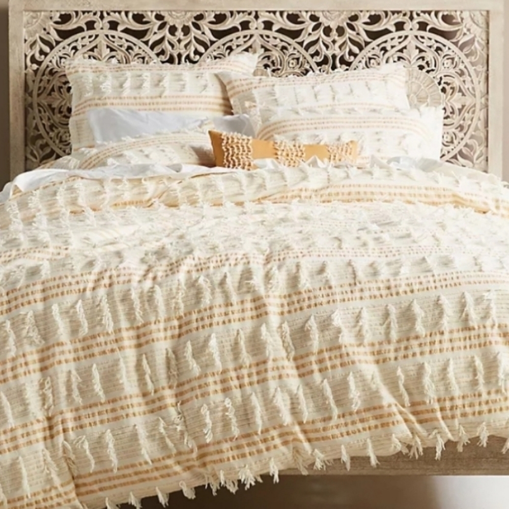 Pair of Anthropologie Fringed Frida Euro Shams